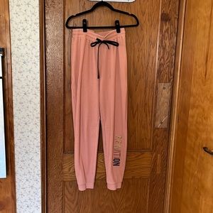 P.E. Nation Waffle Knit Peach Track Pants Joggers, Size Small